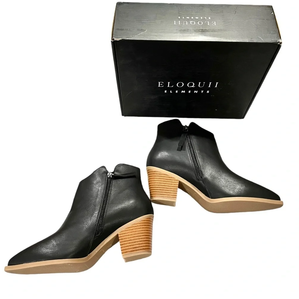 Black Ankle Boot Size 9.5 Wide With 2.5” Heel Booties NEW By Eloquii - Picture 2 of 7